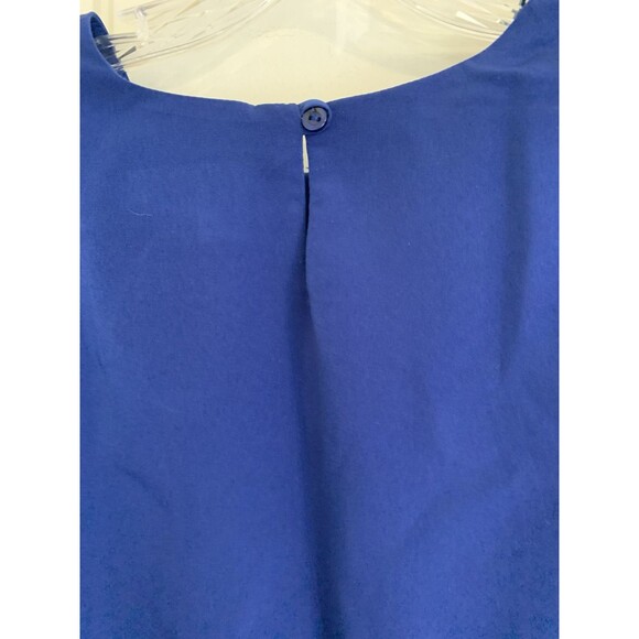 Maggie Sweet Blouse Top Size L Large Blue Short Sleeve Pocket USA - Picture 10 of 13